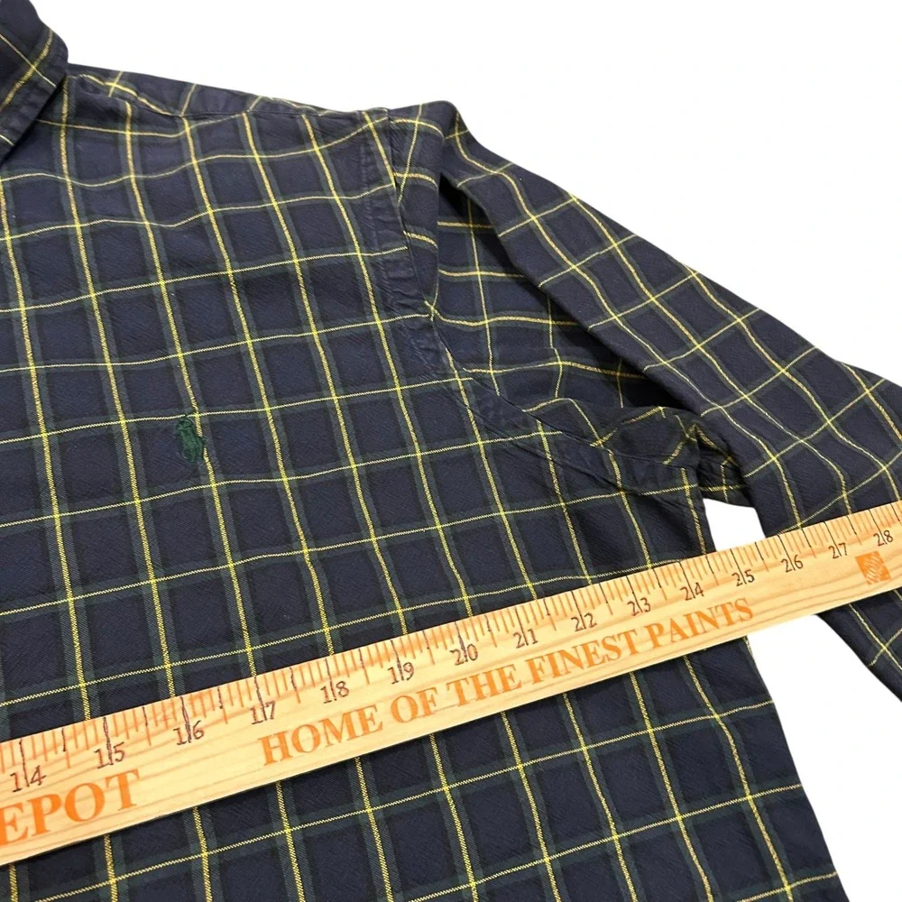 Ralph Lauren Men's Plaid‎ Button Down Shirt XL Cotton Green Yellow Navy Pony